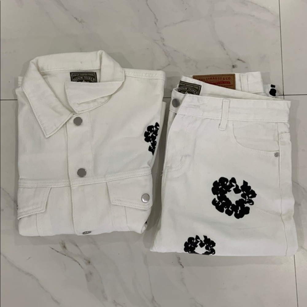 Denim Tears x Levi White Denim Jacket & Jeans Set Size 32 The Cotton Wreath Mens